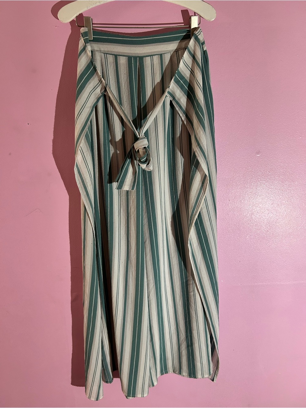 Rue21 Green and Cream Striped Pants with Tie Front